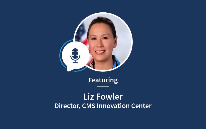 This graphic is an image representing Liz Fowler featured on our first podcast episode
